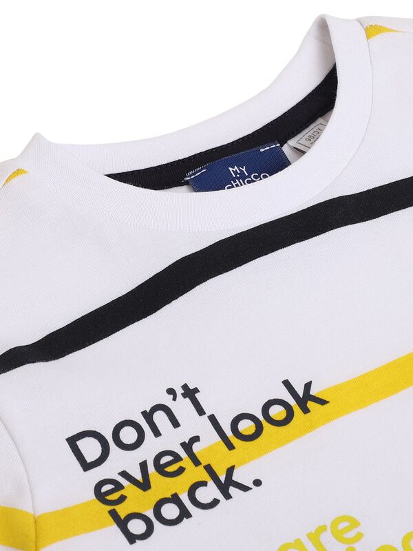 Boys White & Yellow Striped T-Shirt image number 2